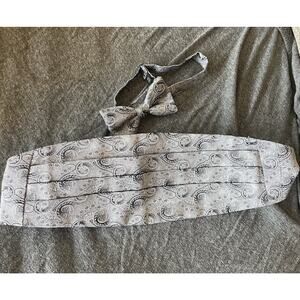 Mel Howard Vtg Paisley Cummerbund Bow Tie Set silk Tuxedo Formal One Size 27-48